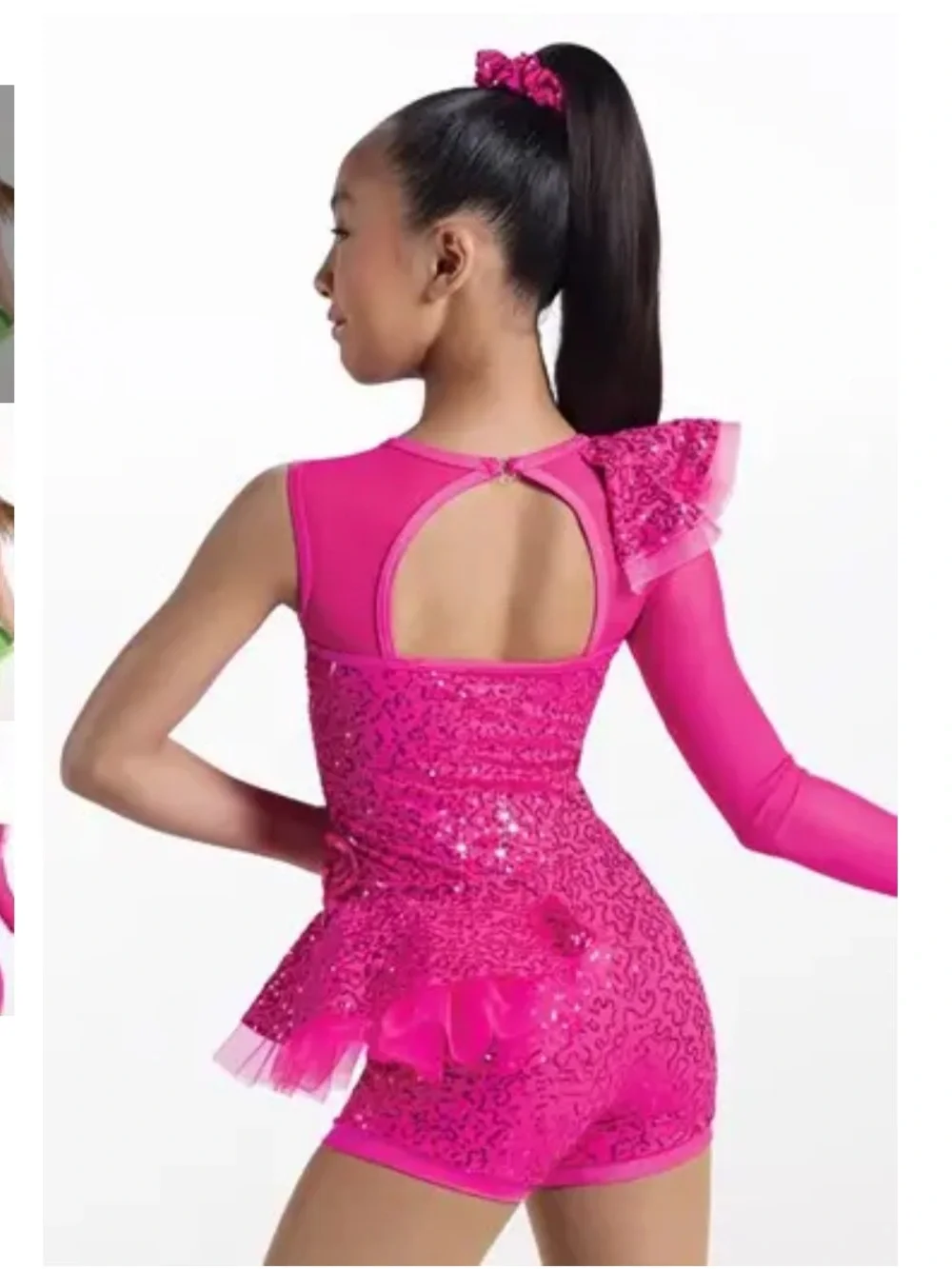 Weissman Hot Pink Sequin One-Arm Dance Costume